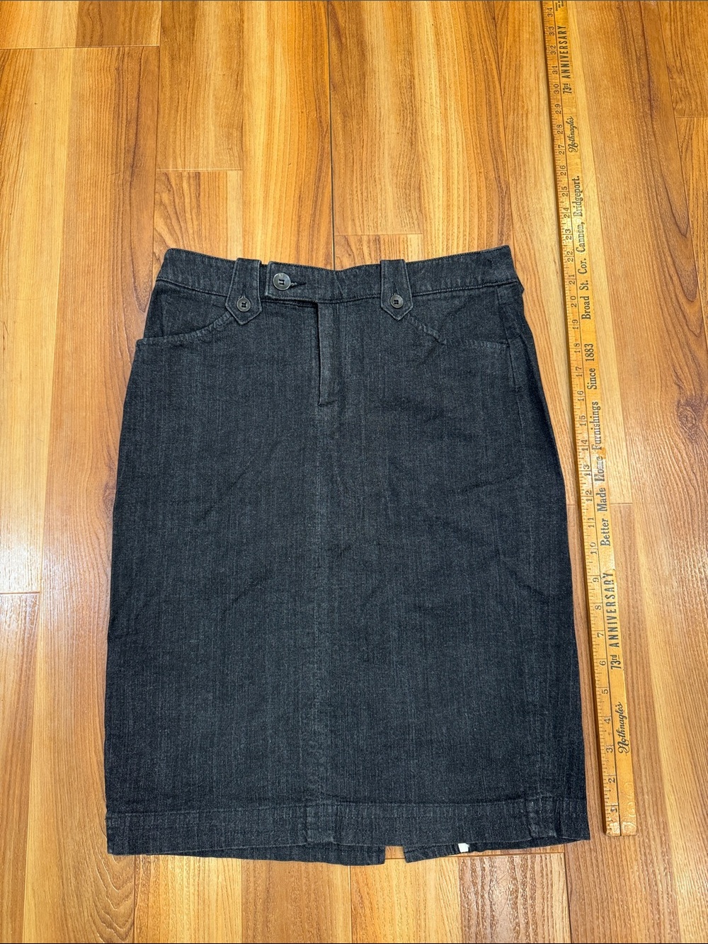 rag & bone Black Denim Pencil Skirt Sz 27 Vintage Handmade in NY USA